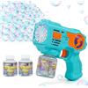 MaxBinTon Pistola a bolle, confezione da 1 - Macchina automatica con luce a LED, con 2 x 80 ml, liquido per bolle all'aperto, regalo per bambini dai 3 anni in su, blu