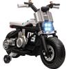 HOMCOM Moto Elettrica per Bambini 6V con Rotelle, Clacson, 4 Fari e Musica, Motorino Elettrico per Bambini 3-5 Anni in PP e Metallo, Velocità 3 km/h, 86x44x58 cm, Bianca