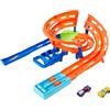 Hot Wheels - Pista a Spirale, playset con lanciatori, salto nel vuoto e zona di collisione, include 2 macchinine Hot-Wheels diecast in scala 1:64, giocattolo per bambini, 4+ anni, HTK17
