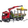 bruder 03669 - MB Arocs camion per il trasporto di legname con gru di carico, pinza e 3 tronchi d'albero, veicoli, camion per il trasporto di legname, terna, giocattoli dai 4 anni in su