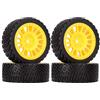 KEEDA 4 pneumatici RC da 66 mm e cerchi in plastica per Tamiya TT01 TT02 HSP HPI Kyosho 1:10 RC On Road auto da corsa auto da rally (giallo)