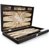 VD VATAN since 1975 Trendy Backgammon Antique Map XXL - Gioco da tavolo pieghevole Backgammon in ecopelle antigraffio, 49 x 30 x 6 cm, con 30 pietre e 2 cubi - Marchio di qualità dalla Turchia