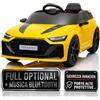 TOYSCAR Macchina Elettrica Bambini Audi RS6 Avant GT Licenza Ufficiale 12V Auto Elettrica Bambino Full Optional Telecomando, Porte Alte PROTETTIVE, Luci LED Bluetooth MP3 (Giallo, RS6 Avant GT Sport)