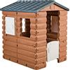 FEBER - Camping Cottage, casa giocattolo effetto legno, con finestre e porte apribili, per bambini e bambine da 2 anni, Famosa (FEB05000)