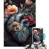 XDryRUY Puzzle da 1000 pezzi per adolescenti cuore umano con fiori esercizio di precisione manuale bordo pulito gioco rilassante divertimento sorpresa per le vacanze (50x75cm)