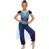 Choomomo Costume Arabo Bambina Cosplay Principessa Costume Arabo Danza del Ventre Tulle Paillettes Tutina Cosplay Carnevale Halloween 5-16 Anni Blu 9-10 anni