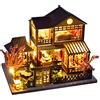 CUTEBEE Kit per casa delle bambole in miniatura con mobili, casa delle bambole fai da te in legno, casa delle bambole per adulti e ragazzi, decorazione creativa per la stanza, regalo per familiari e