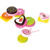 small foot 10888 Set di caramelle in legno per bambini, cucina per bambini e negozio di mercanti accessori giocattolo