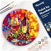 Figured'Art Dipingere con i Numeri su Disco di Legno da 30 cm - Paint by Numbers, Vino e uva, Passatempo per Adulti, Kit Completo, Hobby Creativi - Quadri fai da te