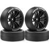 Caruner 4 pneumatici per ruote auto RC 65 x 25 mm mozzo esagonale 12 mm RC parti di ricambio per 1/10 MST Rally Tamiya XV02 TT01 KYOSHO HPI Sakura YOKOMO RC auto (nero)