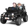 RELAX4LIFE Macchina Elettrica a 2 Posti 12V per Bambini con Telecomando 2,4G, 4 Velocità Regolabile, Avanti/Indiero/Destra/Sinistra, Clacson, Musica/Porta USB, 123x80x80cm (NERO)