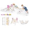 COSTWAY 8 in 1 Set da Arrampicata per Bambini, Giocattoli da Arrampicata Pieghevoli con Triangolo Arco e Rampa, Giochi Montessori per Bambini 1 Anni + (Unicorno 4 pezzi, Bianco)