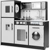 COSTWAY Cucina Giocattolo per Bambini, Cucina Legno per Bambini con Forno, Microonde, Lavatrice, Telefono, Lavello Rimovibile e Rubinetto Rotante, con Luci e Suoni, per Bambini di 3+ Anni (Nero)