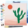 Figured'Art Mini Dipingere con i Numeri 20x20cm con Telaio - Paint by Numbers Cactus, Passatempo per Adulti, Kit Completo, Hobby Creativi - Quadri fai da te Tela Già Incorniciata