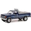 Greenlight 1987 F-250 XLT Lariat Pickup Truck Blu con Strisce e Interni Blu Bigfoot Cruiser #1 Hobby Exclusive Series 1/64 Diecast Model Car by Greenlight 30433