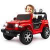 BabyCar Jeep Elettrica Per Bambini | Auto con Sedili in Pelle, Porte Apribili, MP3/USB/Micro SD | Macchina Elettrica per Bambini 12V con 2 Motori 35W | Licenza Ufficiale Jeep | Rosso