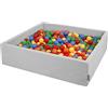 KiddyMoon Piscina di Palline 120X30cm/1000 Palline Grande Quadrato per Bambini Fabbricato in EU, Grigio Chiaro:Giallo/Verde/Blu/Rosso/Arancione