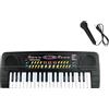 Baroni Toys Tastiera Elettronica per Bambini 3+ Anni con Microfono, Pianola Musicale con Melodie, Luci e Suoni Educativi, Tastiera Nera con 37 tasti Nera con Microfono, 42x15,5x5cm