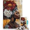 SYUNFEI donna africana con fiore puzzle 1000 pezzi per adulti Aiuta il cervello ad allenare i giocattoli che creano dipendenza per coltivare la pazienza Adatto alle coppie 38x26cm