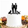 Funlucy 2 Sposi con Cane Gatto Torta Toppers Stesso Sesso Silhouette Cake Toppers Gay Omosessuale Gay Wedding Decor LGBT Toppers