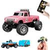 ViCUULY Mini Rc Monster Truck, Monster Truck in Scala 1:64, Auto Telecomandata Con Luci, Telecomando a 2,4 Ghz, Mini Monster Truck in Lega Rc, Velocità/Sterzo Regolabili (Pink)