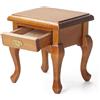 Odoria Miniatura Tavolini Laterali Comodini: Scala 1/12 Tavolo Marrone per Casa delle Bambole Salotto Camera da Letto - Mini Mobili Legno con Cassetto Francese Country