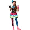 dressforfun 900336 - Costume da Bambina Clown Crazy New Wave, eccentrico Abito intero a Tinte forti in Jersey elasticizzato, incl. Cappellino e Guanti (140 | Nr. 301663)