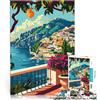 AITEXI Puzzle da 1000 pezzi per adolescenti Illustrazione artistica della costa di Positano, Italia Giocattoli educativi grande regalo 38x26cm