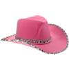 BESTonZON Cappello da Cowgirl Rosa in Feltro Bordo Argento, Taglia Unica, Accessorio Elegante per Feste e Cosplay per Donne e Ragazze