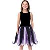 Jackolume Costume da polpo per bambini con gonna a tutù, viola e nero, calamari neri e viola, costume da strega marina per ragazze con gonna tutù tentacolo, per Halloween, cosplay, feste