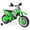 INJUSA Moto Elettrica Cross Verde per Bambini da 3 a 6 Anni con Batteria 6V | INJUSA Acceleratore al Manubrio Frenata Automatica Ruote Stabilizzatrici Fasce in Gomma Velocità 6 kmh