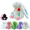 DRAJOIN Animale di Peluche Coniglietto Personalizzato, Custom Stuffed Bunny Plush con Foto Testo come Regalo Personalizzato Plushie Coniglio per Bambini Ragazze, Bambini Primo Regalo di Pasqua, 25 cm