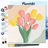 Figured'Art Mini Dipingere con i Numeri 20x20cm con Telaio - Paint by Numbers Bouquet di tulipani, Passatempo per Adulti, Kit Completo, Hobby Creativi - Quadri fai da te Tela Già Incorniciata