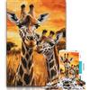 LLONGKT Puzzle da 1000 pezzi per adolescenti, animale africano, giraffa, puzzle da 1000 pezzi, con poster abbinato e foglio di quiz per bambini dai 14 anni in su (dimensioni 38x26cm)