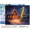 Figured'Art Dipingere con i Numeri con Telaio - Paint by Numbers Cottage natalizio innevato, Passatempo per Adulti, Kit Completo, Hobby Creativi - Quadri fai da te 40x50cm Tela Già Incorniciata