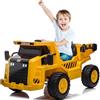 sun baby Camion Ribaltabile Auto elettrica per Bambini da 3 a 6 anni, suono del motore, clacson, retromarcia e marcia avanti (Giallo)