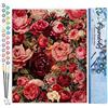 Figured'Art Dipingere con i Numeri - Paint by Numbers Rose Rosse Romantiche, Passatempo per Adulti, Kit Completo, Hobby Creativi - Quadri fai da te 40x50cm senza cornice