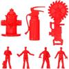 KOMBIUDA Set di 7 Miniature di Pompieri in Plastica Rosso 6cm Estintore e Attrezzi per Giochi in Famiglia e Scene di Salvataggio Realistiche
