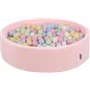 KiddyMoon Piscina Di Palline 120X30cm/1000 Palline Colorate Grande Tondo Per Bambini, Fabbricato In EU, Rosa:Blu Pastello/Giallo Pastello/Bianco/Menta/Rosa Chiaro
