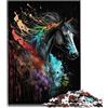BUBELS Puzzle da 1000 pezzi per adulti, paintsplash, cavallo, 10,27 x 14,96 pollici