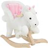 WOLTU Cavallo a Dondolo in Legno Cavalluccio per Bambini Peluche Giocattolo Cavalcabile con Suoni e Cintura di Sicurezza Regalo Bimbi 1/2/3 Anni, Bianco e Rosa