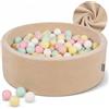 KiddyMoon Velluto Piscina di Palline 90X30cm/200 Palline ∅ 7CM per Bambini Tondo Fabbricato in EU, Beige Sabbia: Beige Pastello/Giallo Pastello/Bianco/Menta/Rosa Chiaro