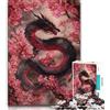 LLONGKT Puzzle da 1000 pezzi per adulti, regali con fiori di ciliegio e drago giapponese, puzzle da 1000 pezzi, antistress, sfida difficile, adatto per la decorazione della scrivania (dimensioni 38x26cm)