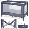 Interbaby Lettino da Viaggio Pieghevole | Box 2 in 1 120x60 cm (Grigio)