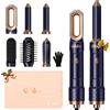 UKLISS Spazzola Asciugacapelli 6 in 1, UKLISS Airstyler Set con Arricciacapelli Automatico, Hair Dryer, Spazzola ad Aria Calda, Thermal Brush, Spazzola Lisciante Capelli, Regali per Donne Styling - Blu