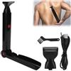 GOMETY Rasoio elettrico per la schiena da uomo, trimmer per il corpo da uomo con manico lungo per viso, braccio, mento, trimmer per barba, trimmer per capelli senza fili con estensione regolabile