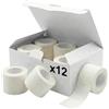 KMINA Cerotto di Seta in Rotolo 2,5 cm x 5 m, Traspirante, Bianco | 12 pz, Nastro Adesivo Sintetico Senza Lattice, Fissaggio Medicazioni, Cateteri e Cannule, Bendaggio Sportivo, Strappo Manuale