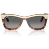 Ray-Ban RB2240 Street Neat Occhiali da Sole Quadrati Uomo Donna Beige su Avana/Grigio Gradiato, 50 mm