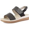inblu Sandali Donna con Doppia Chiusura Regolabile a Strappo e Decoro in Strass, Plantare in Vera Pelle e Suola Bicolore, Sabbia, 37