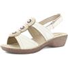 inblu Sandali Donna a Doppia Fascia con Cerchi e Strass, Chiusura a Strappo, Plantare in Vera Pelle e Tacco, dal 35 al 41, Bianco, 39 EU